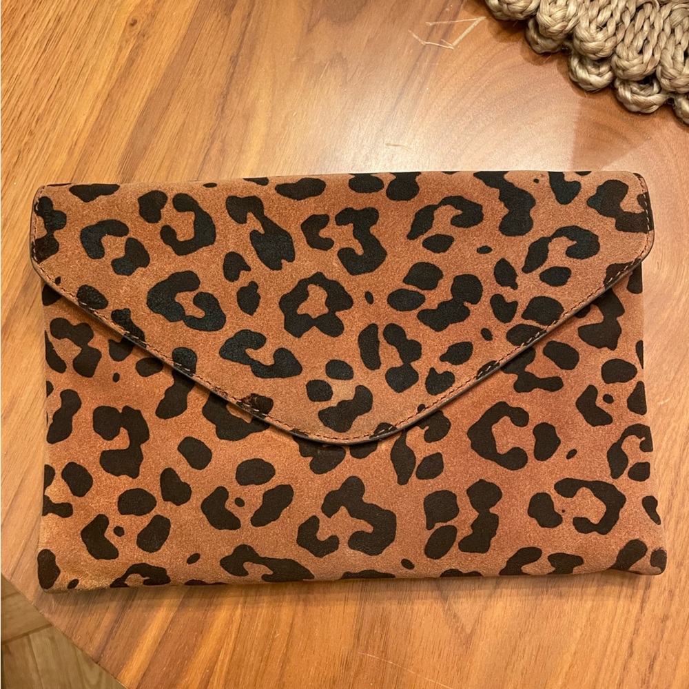 J.Crew leopard clutch bag